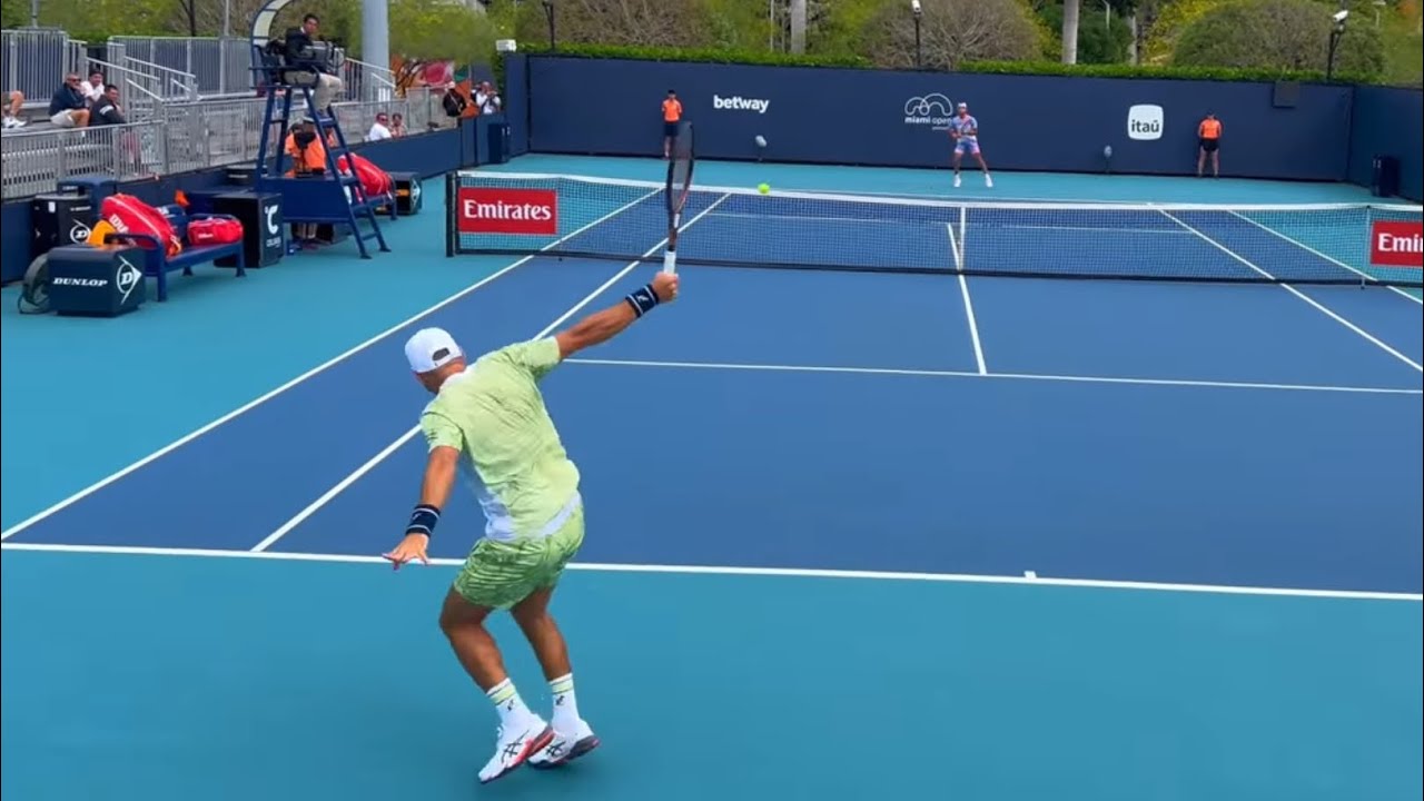 Lajovic vs Agustin Tirante Miami 2025 Court Level View [4K 60FPS]