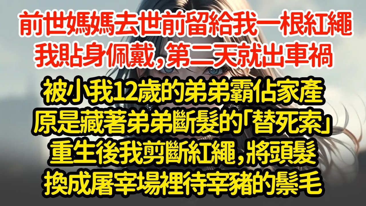 前世媽媽去世前留給我一根紅繩，我貼身佩戴，第二天就出車禍，被小我12歲的弟弟霸佔家產，原是藏著弟弟斷髮的「替死索」重生後我剪斷紅繩，將頭髮換成屠宰場裡待宰豬的鬃毛