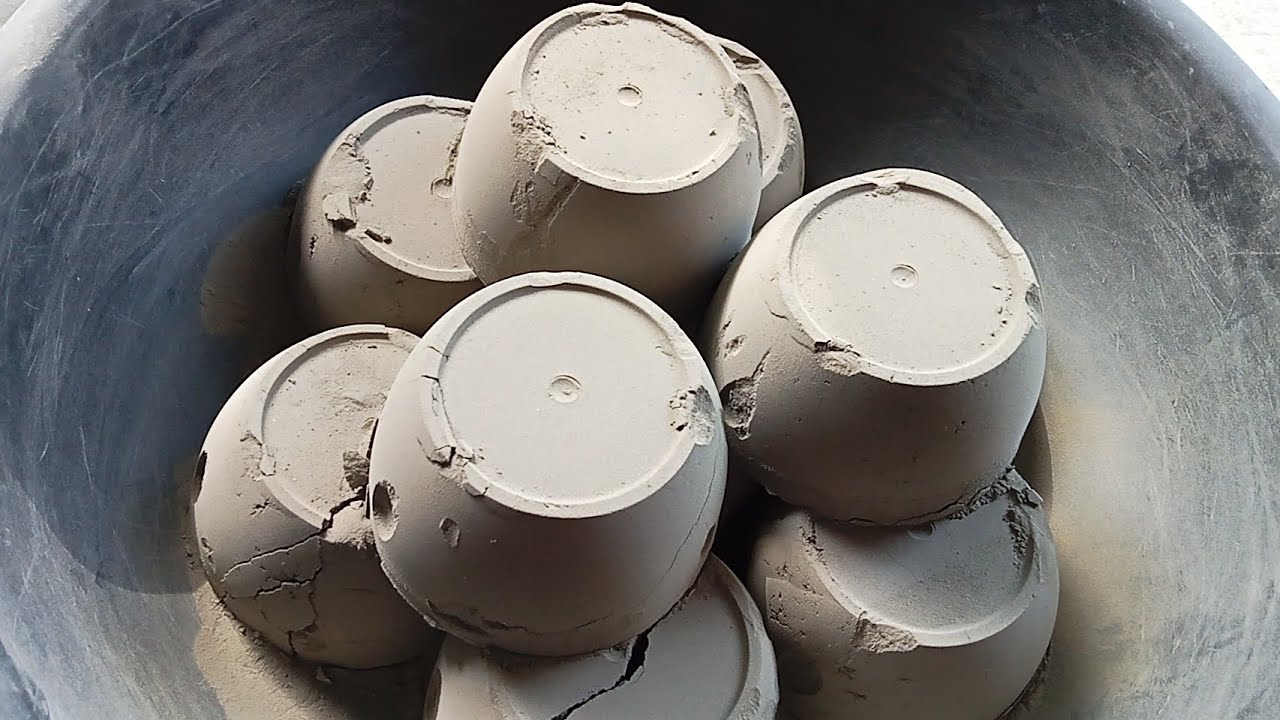 Fresh pure cement bowls soft snappy silky 🤤 crumbling 😍| Satisfying video|Asmr puppys