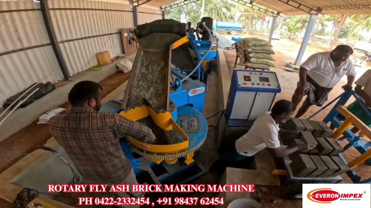 Fly Ash Brick Making Machine - Rotary Type | Everon Impex - Ph +91 98437 62454 #flyashbrickmachine