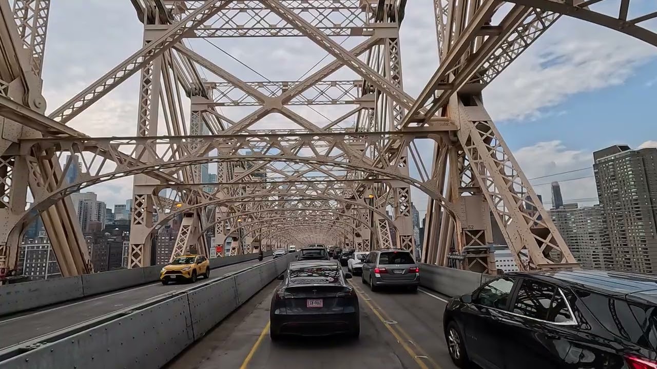 4K Driving New York City NYC from Manhattan to Queens Queens Boro Borough Bridge Upper Roadway ASMR