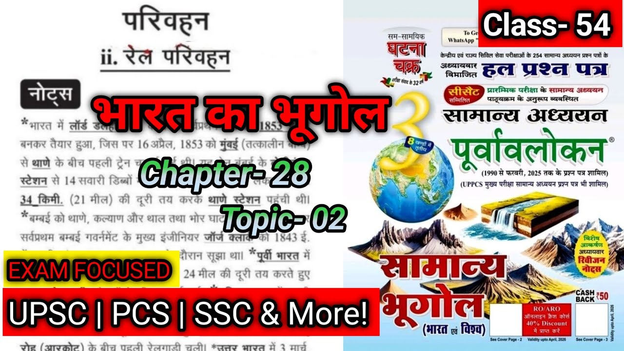 रेल परिवहन | अध्याय 28: परिवहन | भारत का भूगोल | घटना चक्र पूर्वावलोकन #studywithdrg