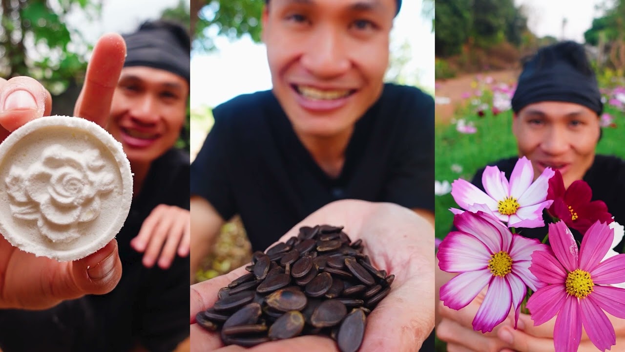 40 ngày trồng hoa đón tết, trang trí tết, nấu bánh chưng tết , mứt dừa ngũ sắc, làm bánh in ăn tết