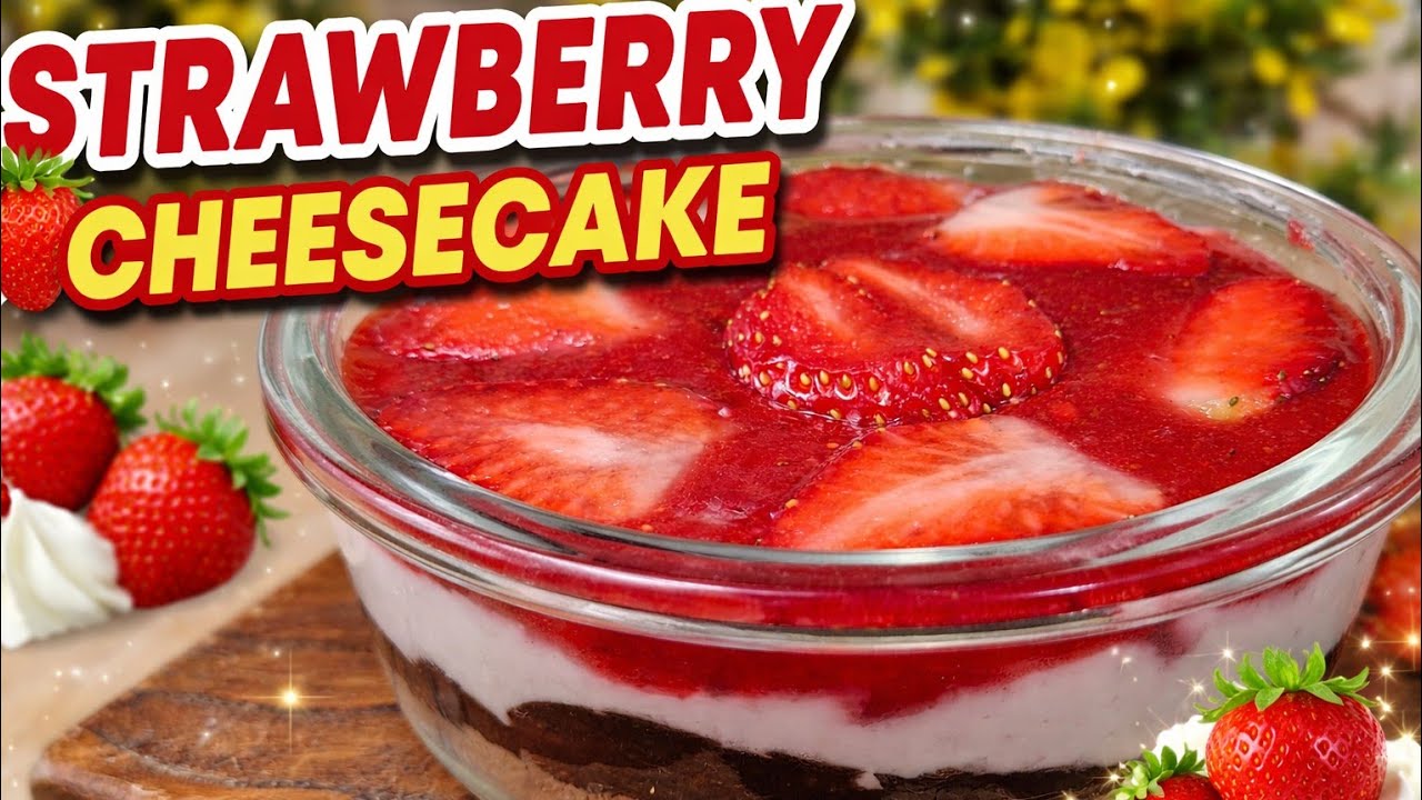 Strawberry Chocolate Cheesecake | No Bake | Creamy & Easy Recipe