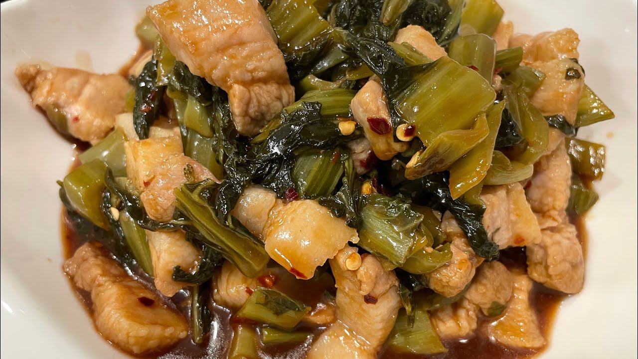 醃芥菜炒豬腩肉、家常菜 (粵語) | Pickled Mustard Greens and Pork Stir-fry