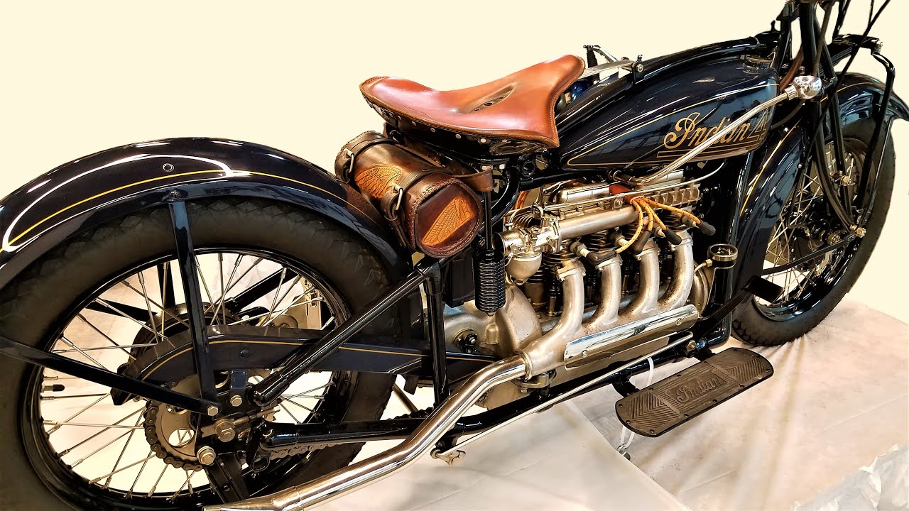 1929 Indian Four 4 Classic Vintage motorcycle Close-up View