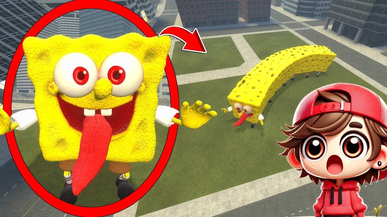 My drone CATCHES TRAIN GIANT SPONGEBOB in REAL LIFE in Garry's Mod