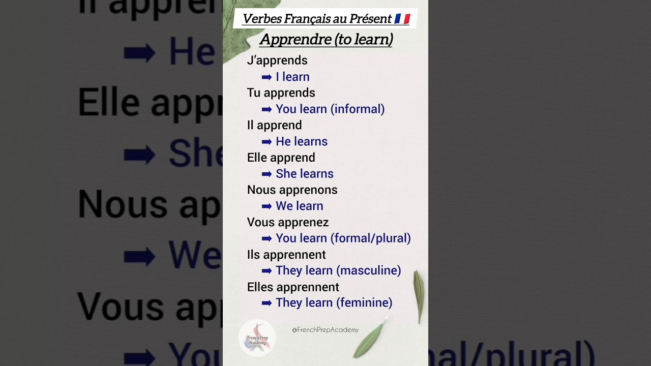 🇫🇷 French Verbs in Present Tense: Apprendre & Surprendre📈