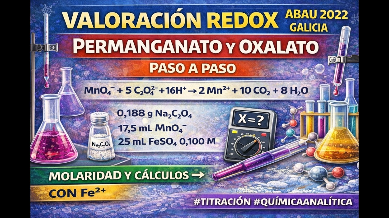 Valoración Redox ABAU 2022 | Permanganato y Oxalato paso a paso (Molaridad y cálculos con Fe²⁺)