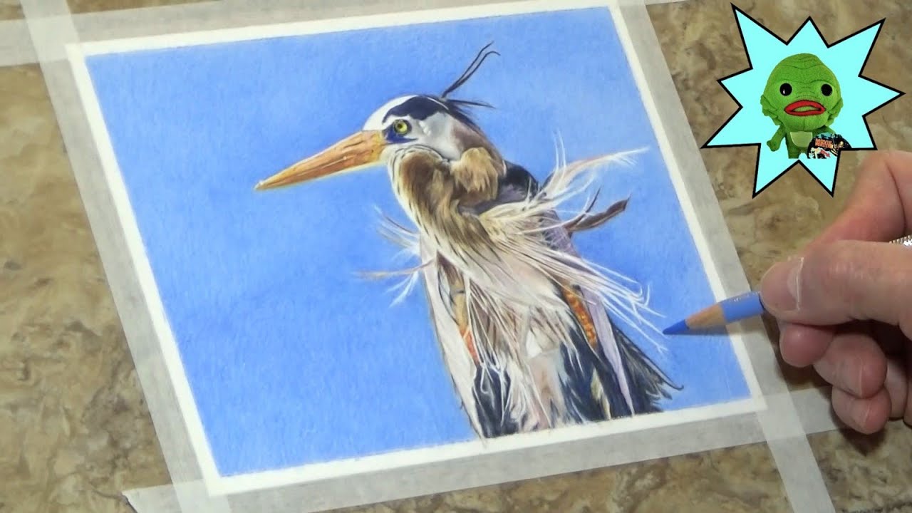 Great Blue Heron #2 (Time Lapse Colored Pencil Sketch)