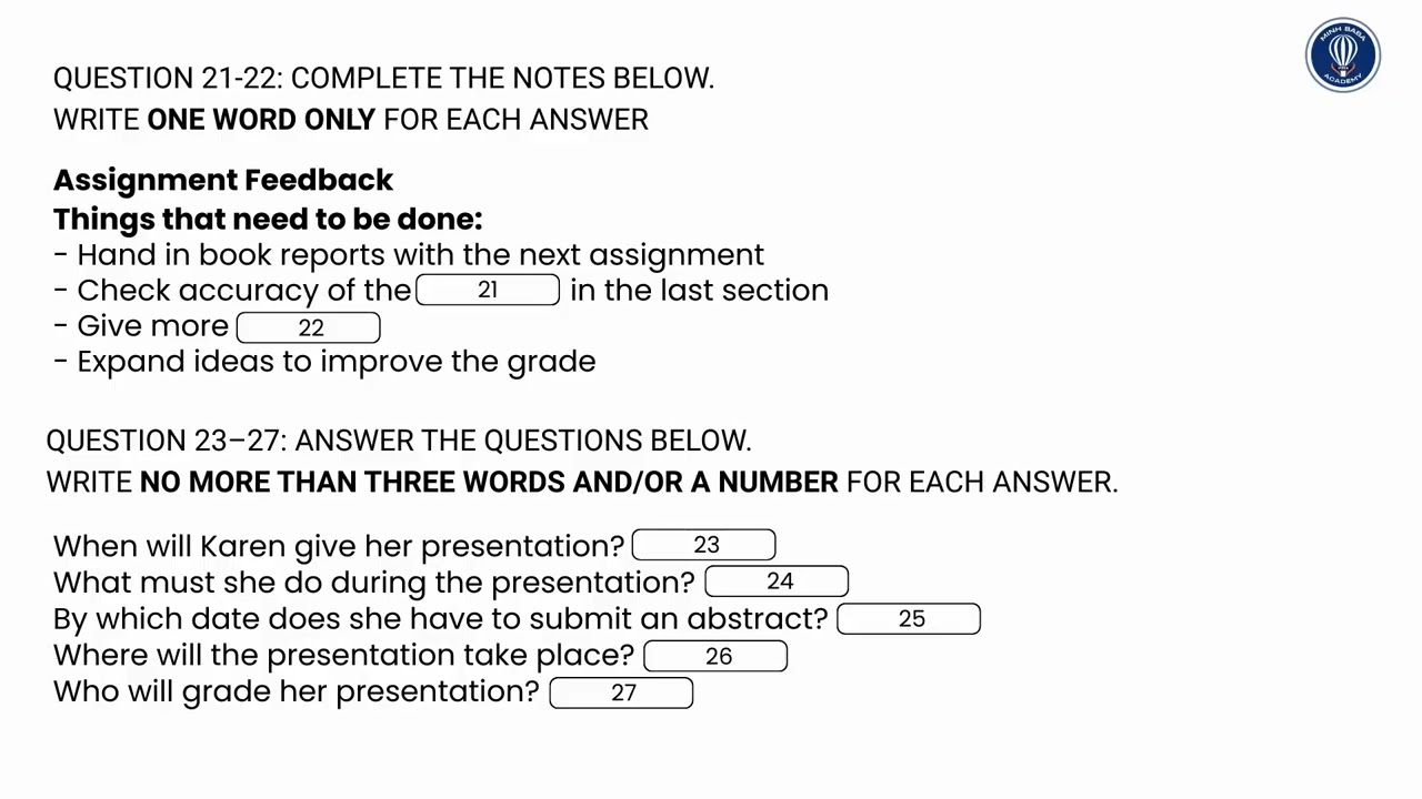 TEST 1 IELTS Listening NO.6