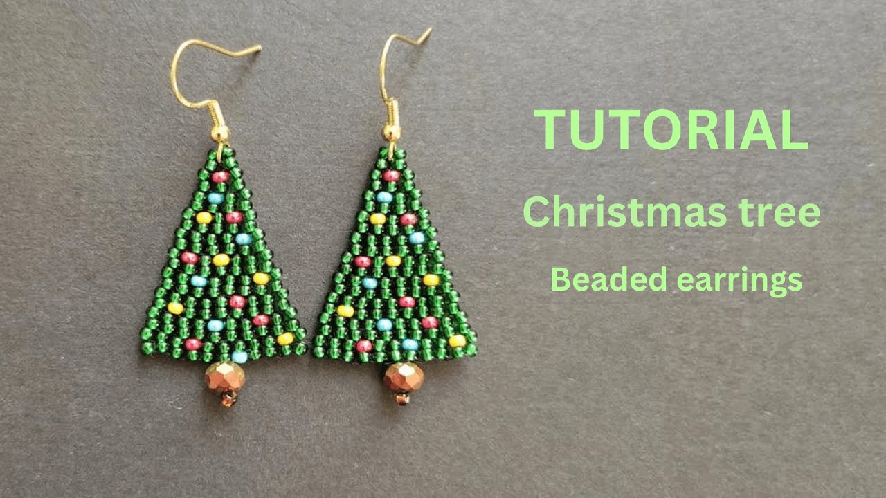 Christmas tree beaded earrings tutorial, DIY Christmas Earrings