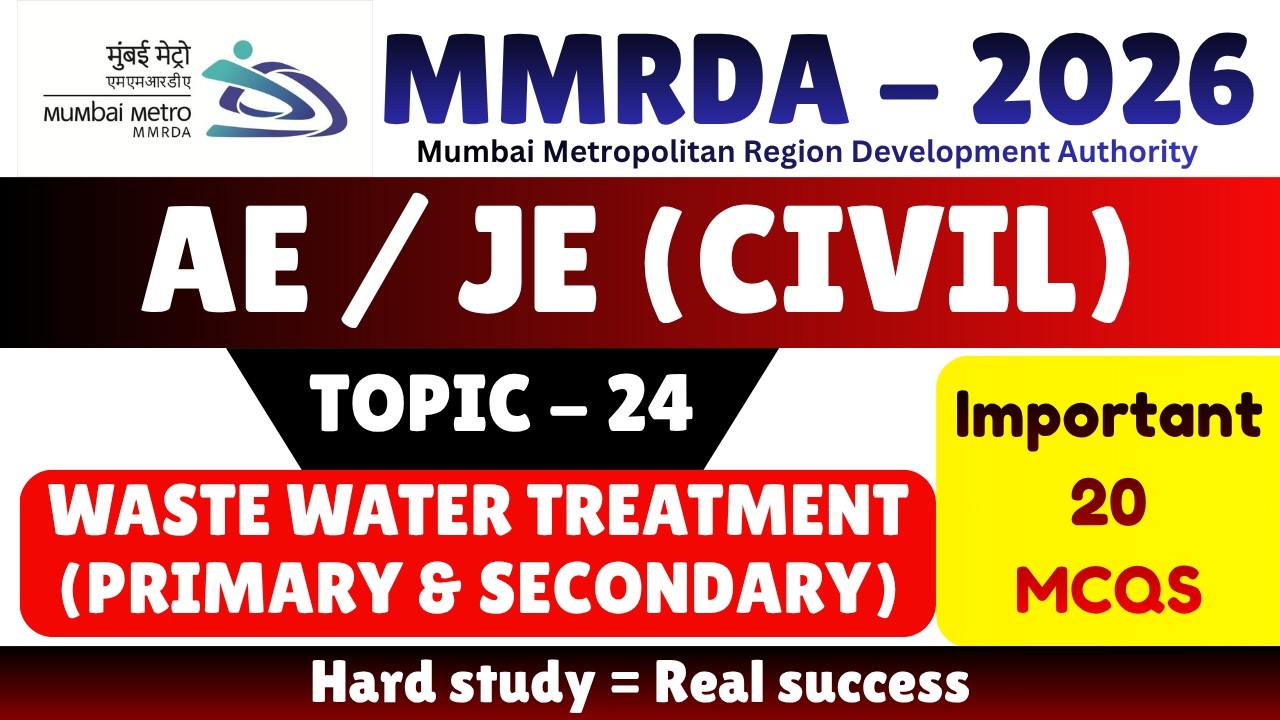 Waste Water Treatment MCQS | MMRDA JE Civil MCQS Notes 2026 | MMRDA Civil Engineer MCQS PDF 2026