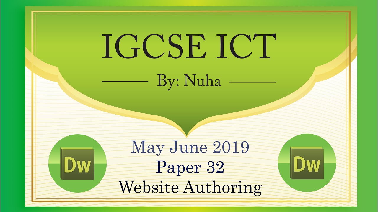 IGCSE ICT May June 2019 Paper 32 Website Authoring Dreamweaver
