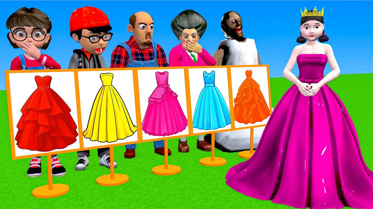 Scary Teacher 3D vs Squid Game Choose Beautiful Princess Dress vs Dressing Room 5 Times Challenger