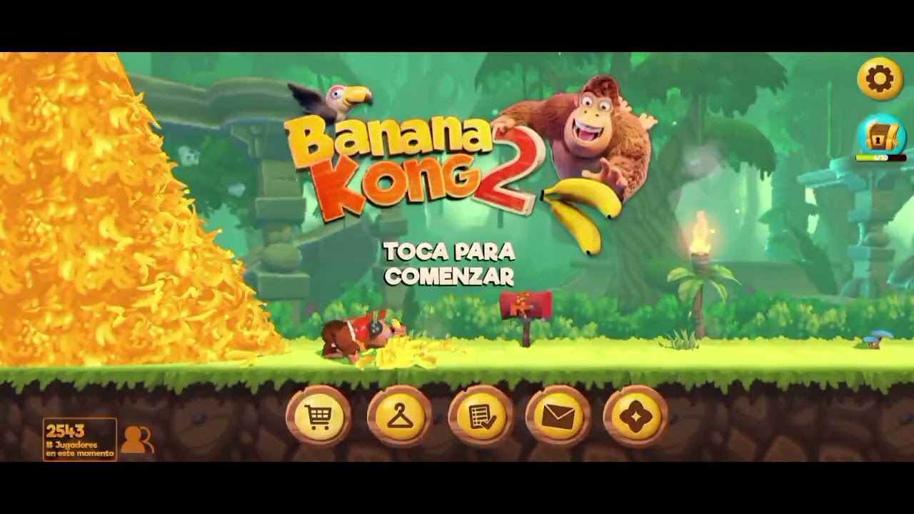 BANANA KONG 2 Gameplay - Misión SANTA KONG etapa 4 buscando plátanos en los árboles 