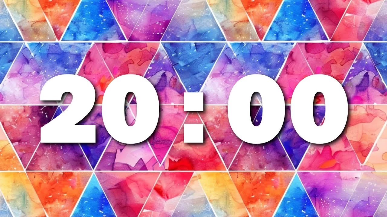 Countdown Timer | Blue, Red, Yellow and Purple Triangles | 20:00