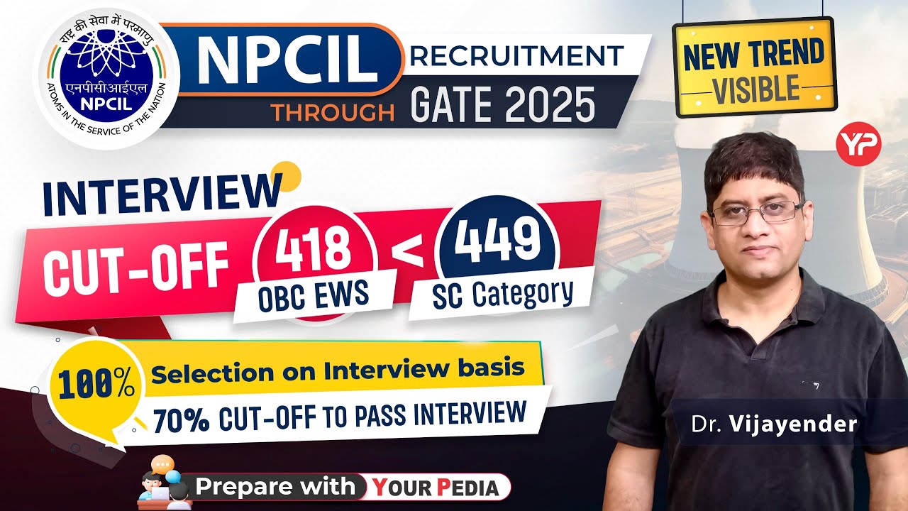 New trend, NPCIL EWS cut off less than SC through GATE | 100% selection on Interview marks