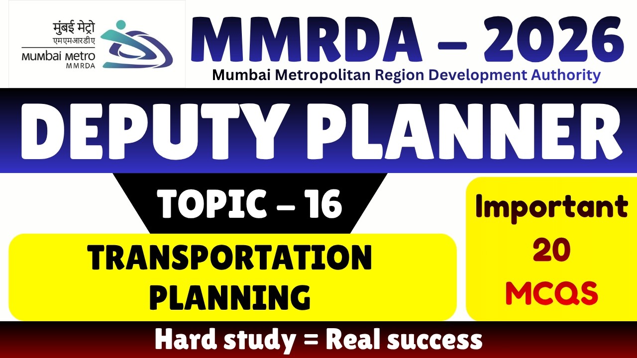 Transportation Planning MCQS | MMRDA 2026 Deputy Planner PDF Notes | Deputy Planner MMRDA MCQS PDF