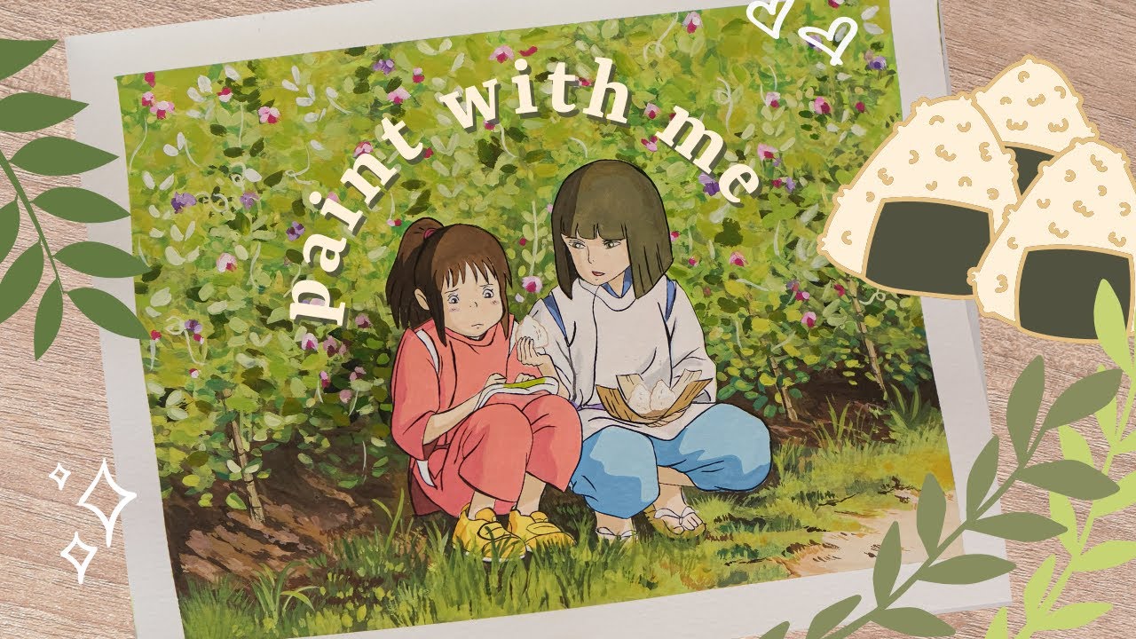 paint with me 🌿 chihiro & haku from spirited away 🍙