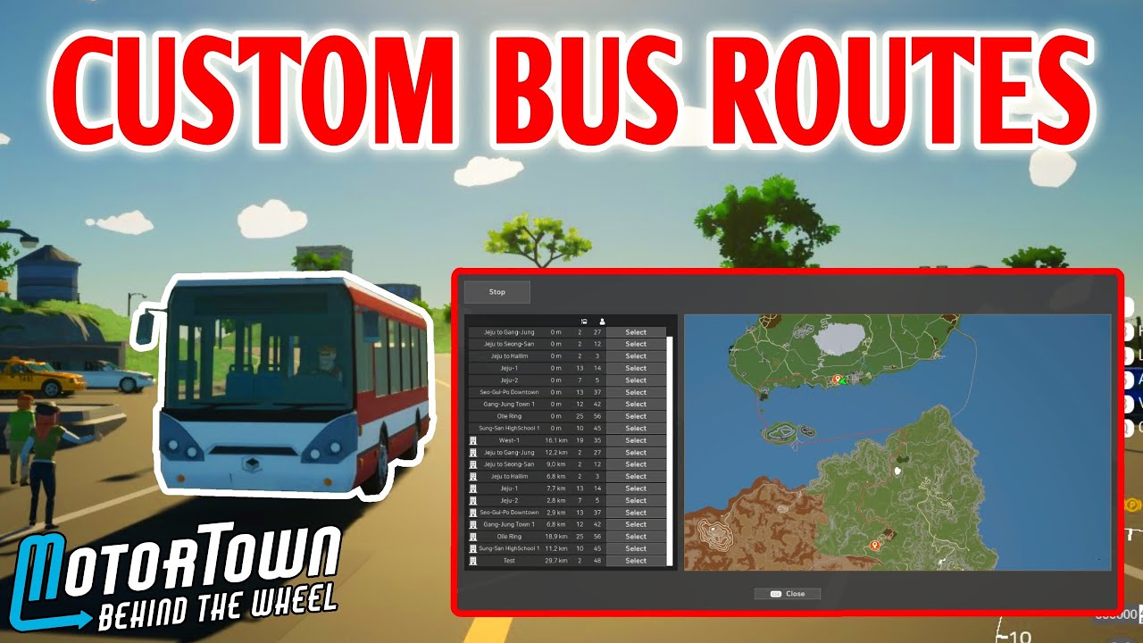 MotorTown behind The Wheel Custom Bus Routes Tutorial!!🚌
