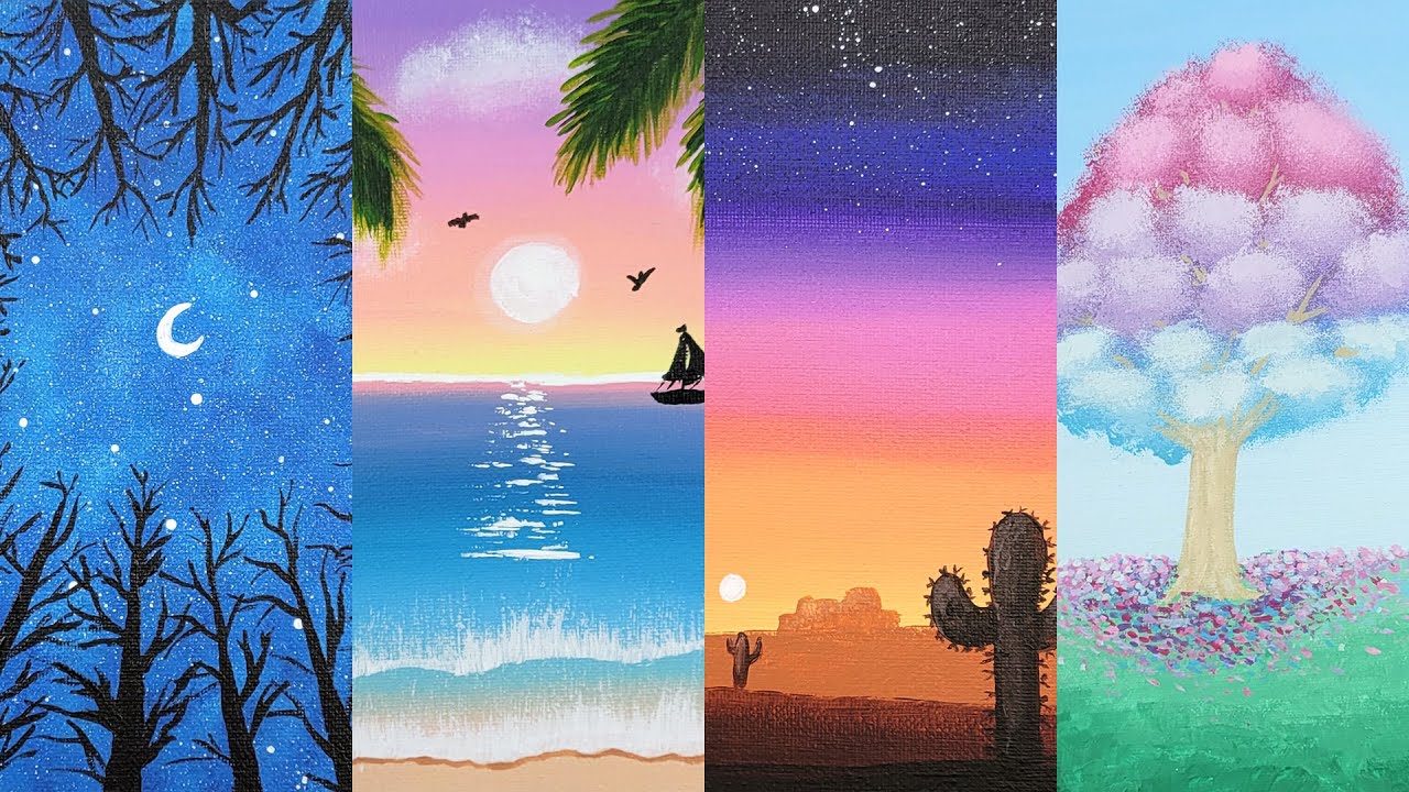 50 Easy Acrylic Painting Ideas for Beginners | Painting Mega Compilation 1