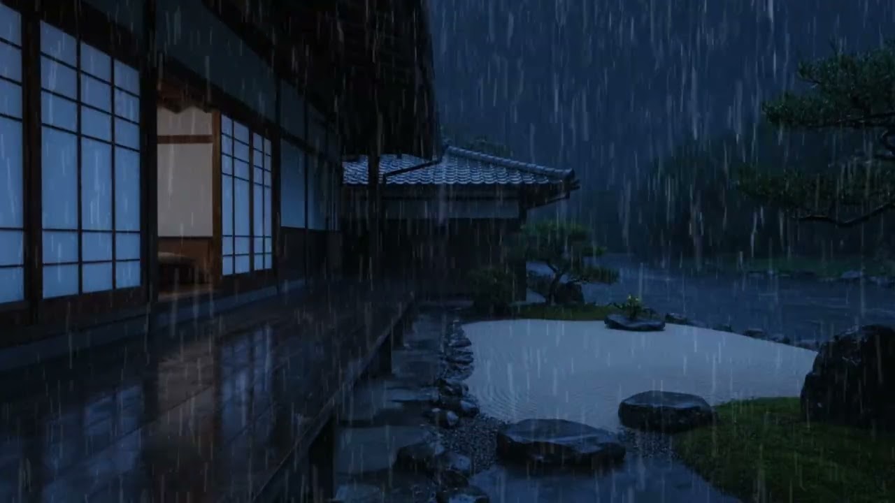 You’ll Fall Asleep Instantly 😴 Heavy Rain at Japanese Riverside House at Night