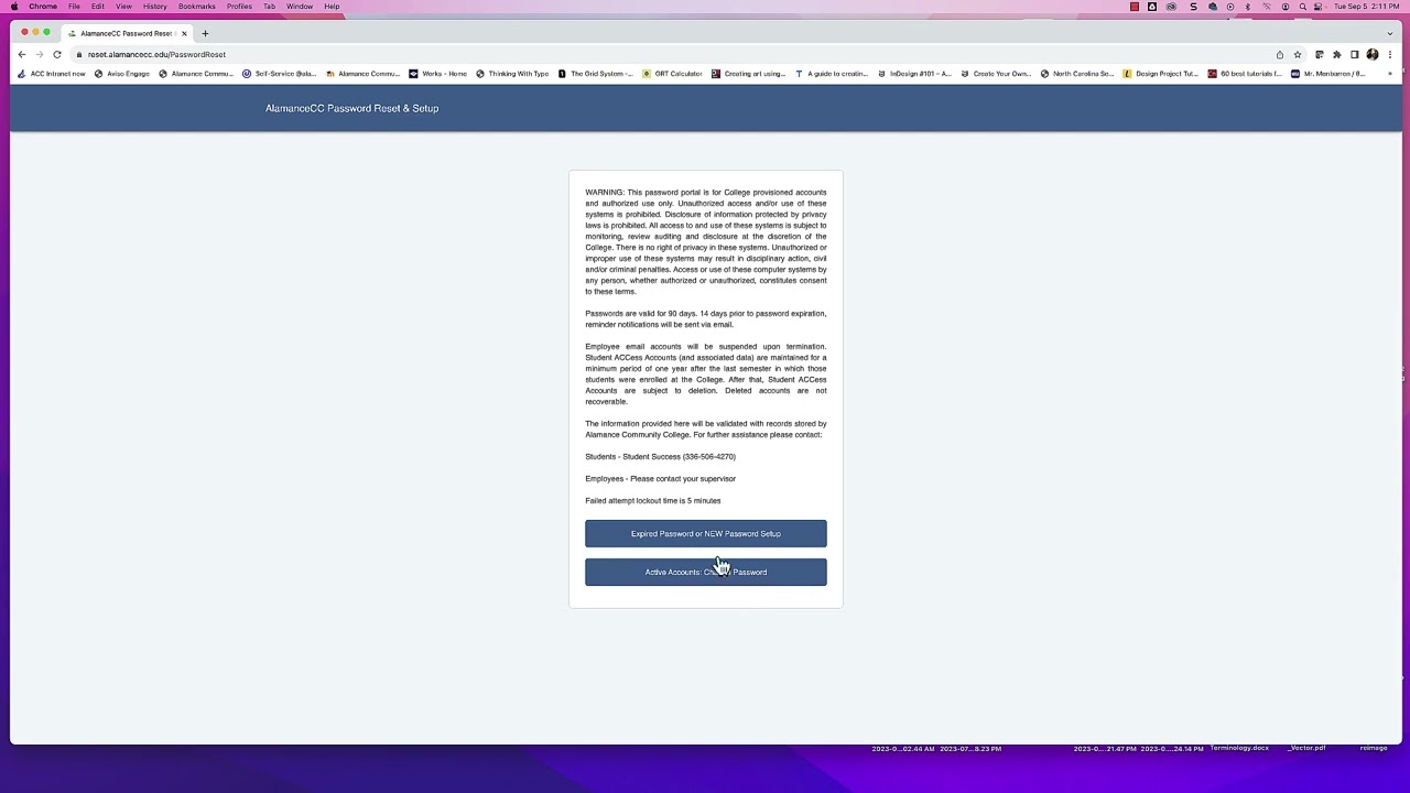How to setup or change your ACC password