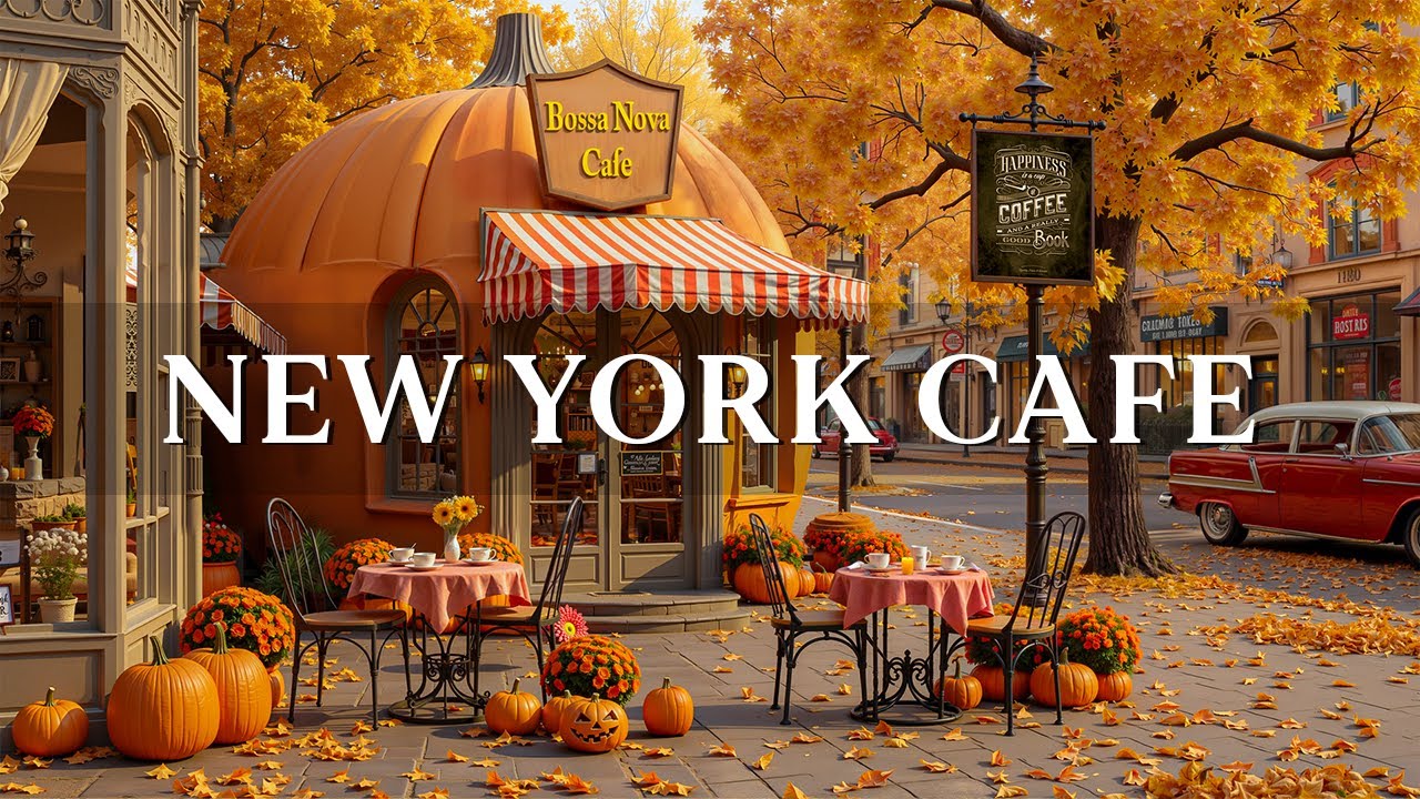New York Autumn Café Ambience 🍁 Relaxing Bossa Nova & Smooth Jazz for Focus, Study & Chill