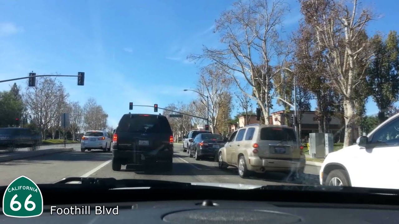 Driving along Route 66 - San Bernardino to Pasadena - Foothill Blvd