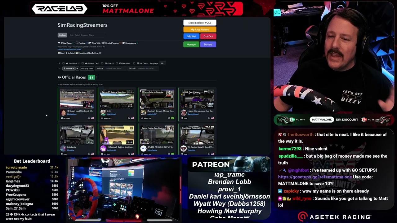 SimRacingStreamrs.com as seen on MattMalone!  Part 1