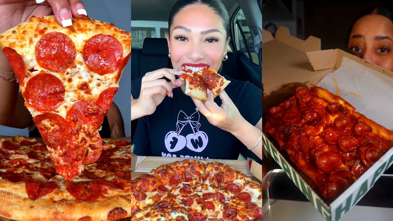 TIKTOK Pizza Mukbang Compilation | Viral Domino&rsquo;s Pizza, Prince Street Pizza, Little Ceasars & More!