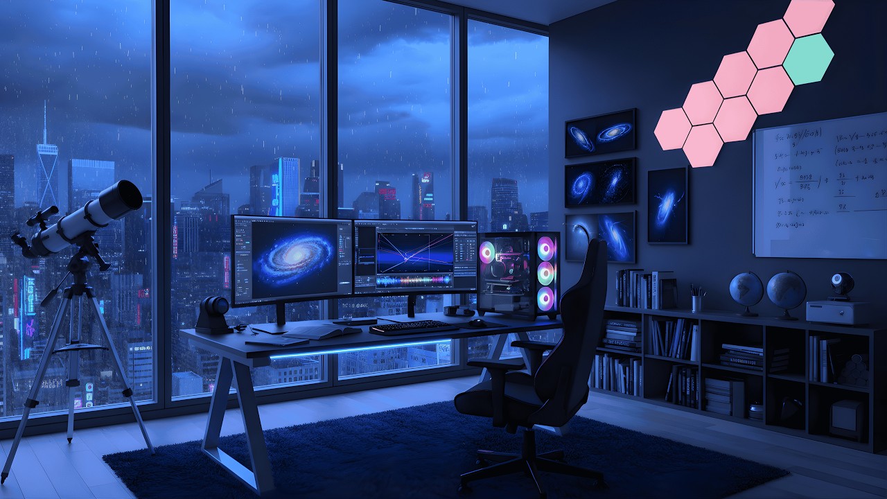 Late Night Stargazing Session 🌧️ Rainy City Observatory | Lofi Chill Mix