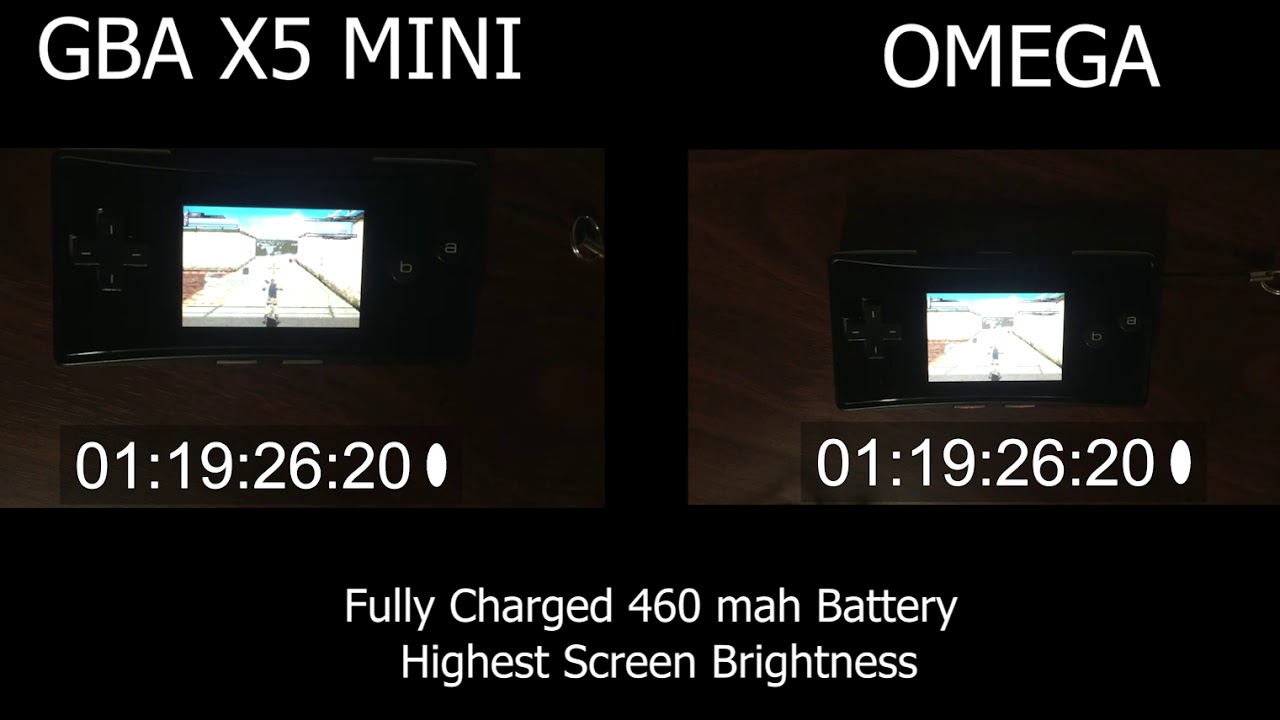 EverDrive GBA X5 Mini + EZ-Flash Omega Battery Life Comparison