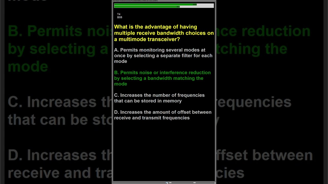 Ham Radio Technician license exam T4B Operating controls frequency tuning, use of filters, 