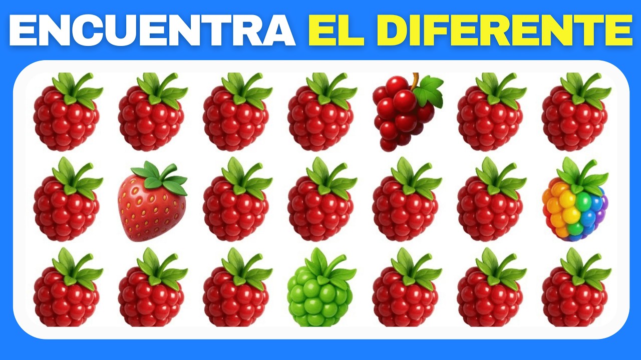 Encuentra El Emoji Diferente: Frutas 🍓🍍 Reto Sabio 🔍
