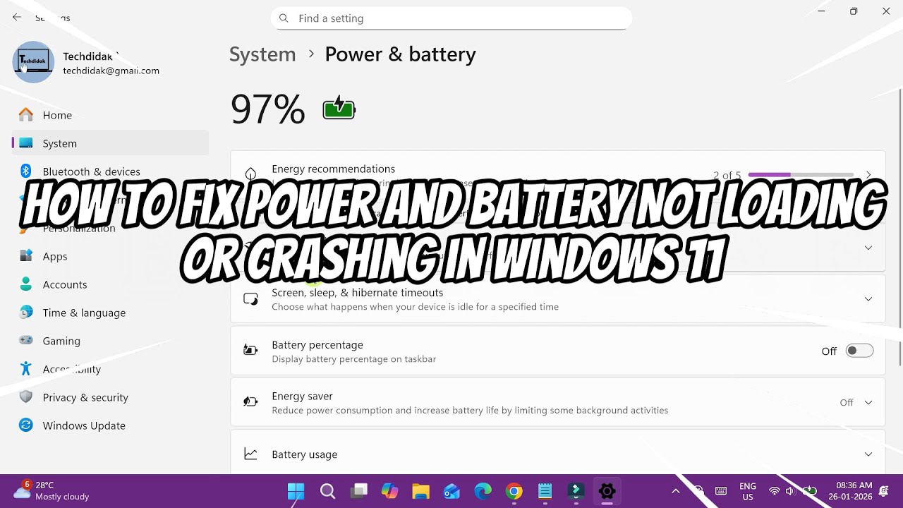 How to Fix Power and Battery Not Loading or Crashing in Windows 11