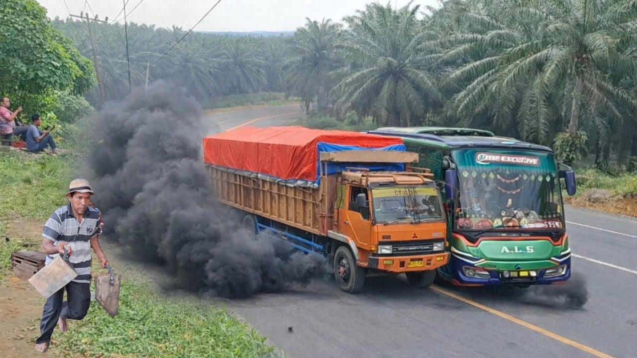 Bus ALS Dua Kali Mundur Di Bukit kodok || Bang Tampu Berlari Mengganjal Truck