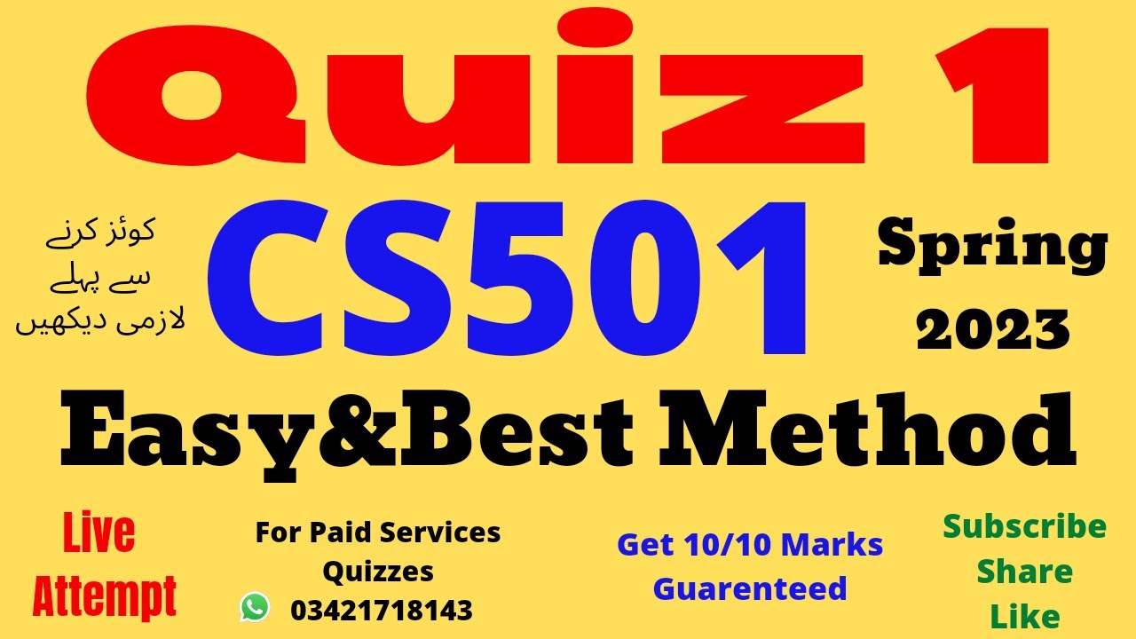 cs501 quiz no 1 solution spring 2023 100% correct answers