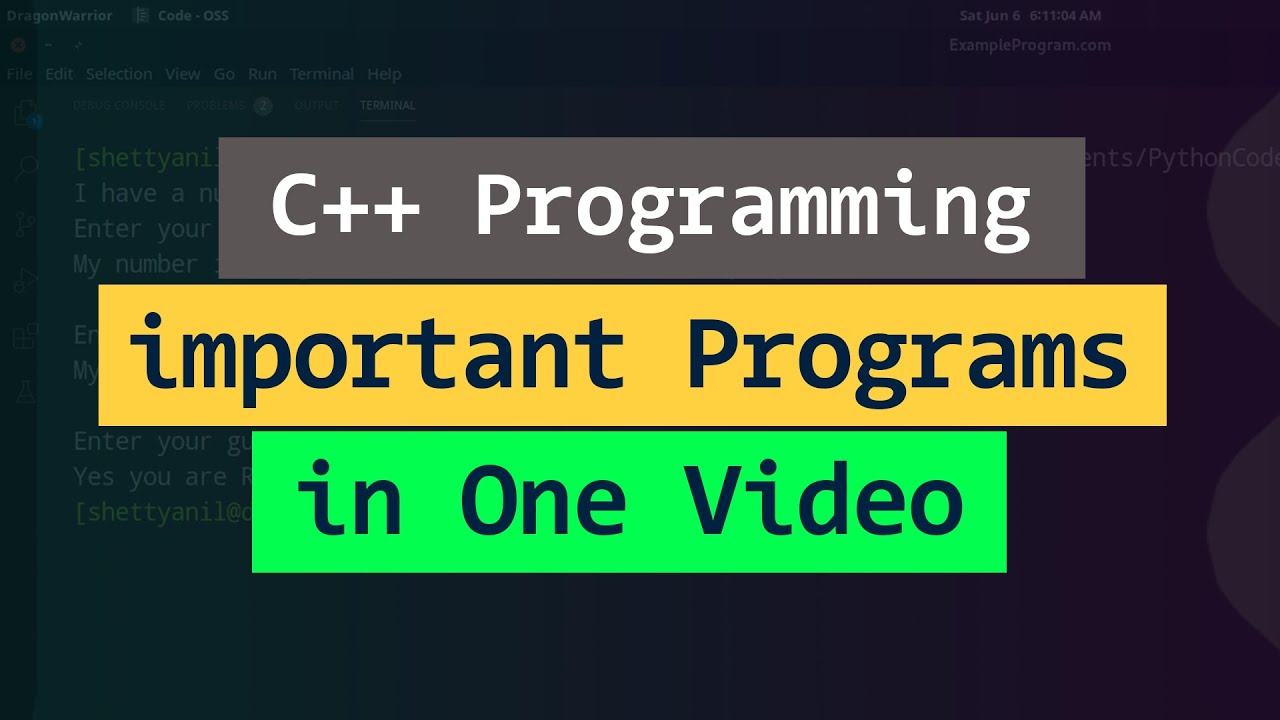 C++ Most Asked Important Example Programs Tutorial in One Video
