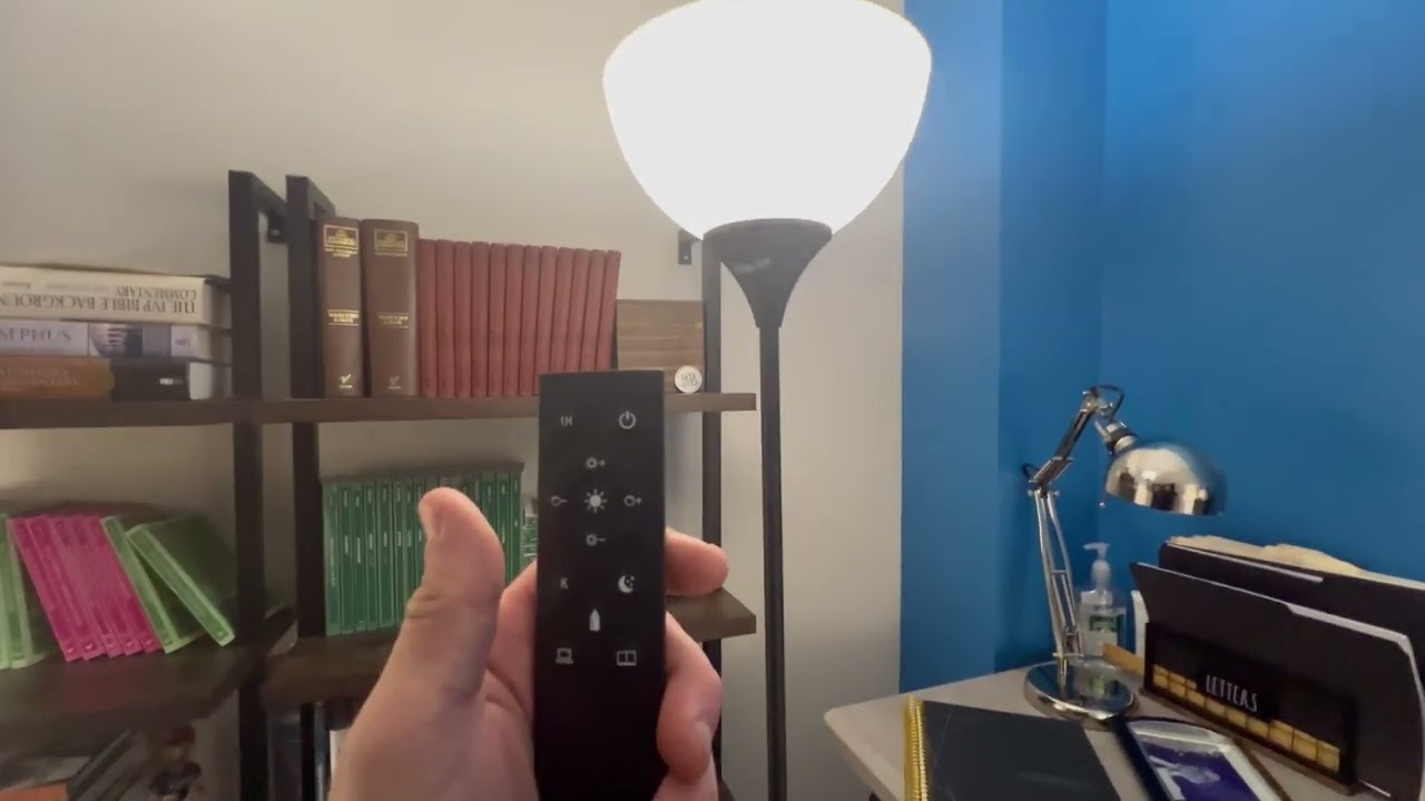 PESRAE Floor Lamp, Remote Control with Stpeless Color Temperatures and Brightness, Torchiere lamp