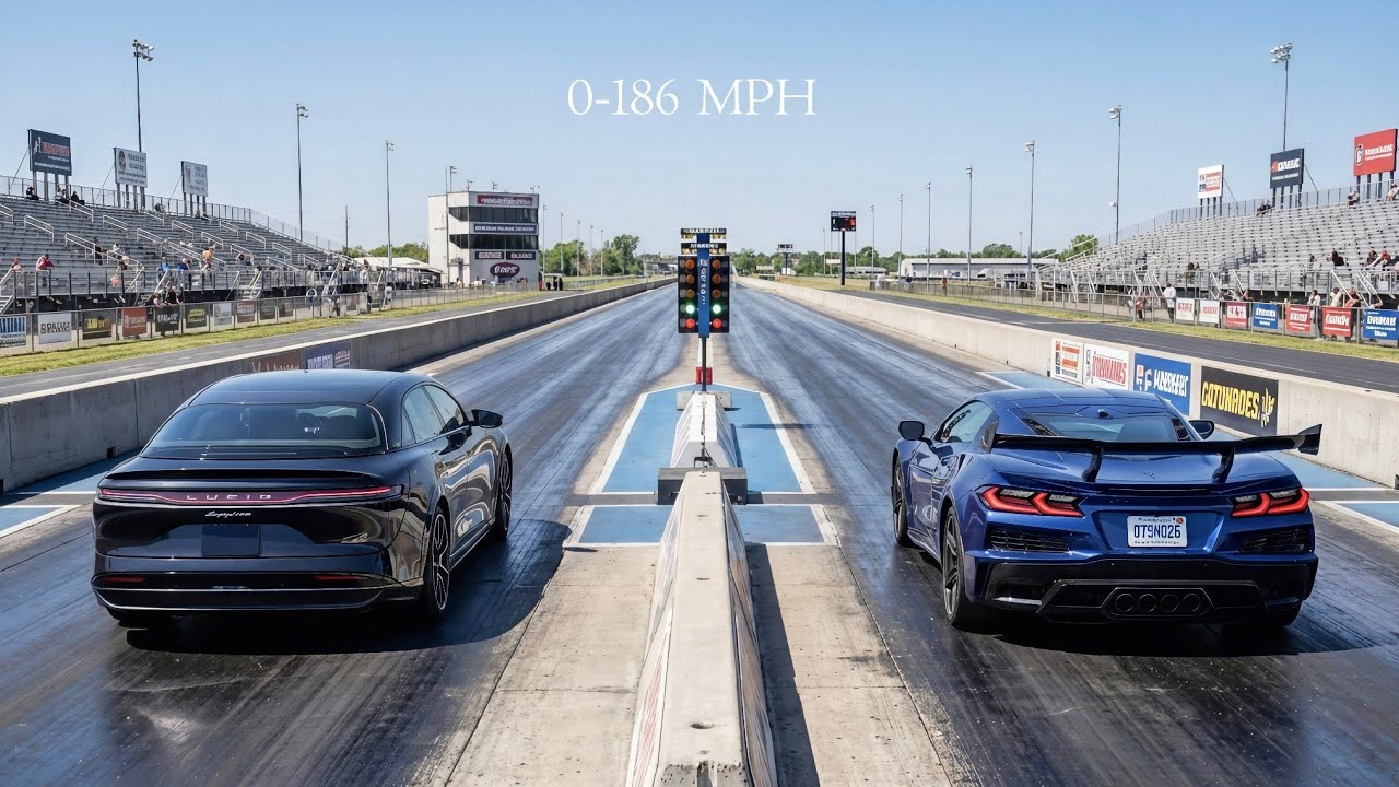 Chevrolet Corvette ZR1X Vs Lucid Air Sapphire 0-186 MPH Acceleration Comparison 