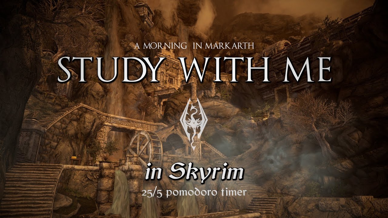 Study with Me in Skyrim | Morning in Markarth | 25/5 Pomodoro Timer [2hr] [4K]