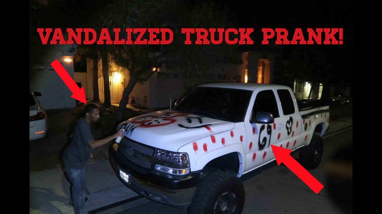 SOMEONE VANDALIZED HIS TRUCK?!?! (HILARIOUS PRANK)