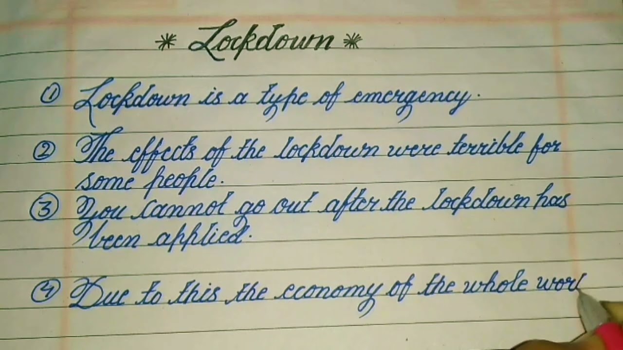 10 line Essay on Lockdown in English | Beautiful Essay cursive writing