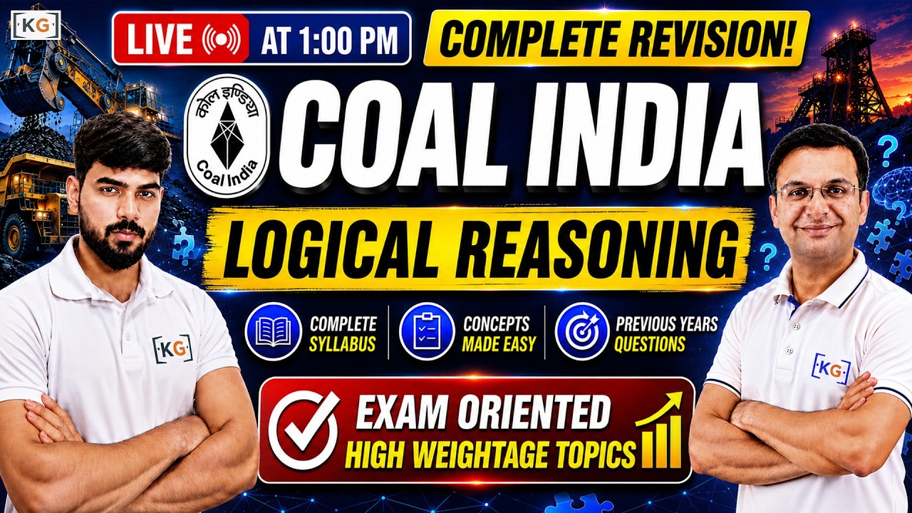 🔥 Coal India MT 2026 | Logical Reasoning PYQs + Concepts | LIVE on KnowledgeGate | ⏰ 1:00 PM