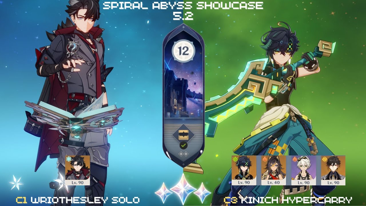Spiral Abyss 5.2 - Floor 12 | C1 Wriothesley Solo and C3 Kinich Hypercarry [9 stars]