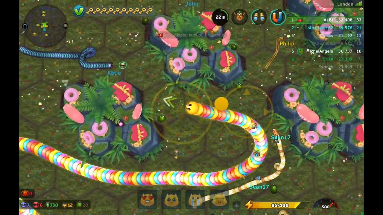 Game little big snake circle number 1 the KING  helped by Stop with 67