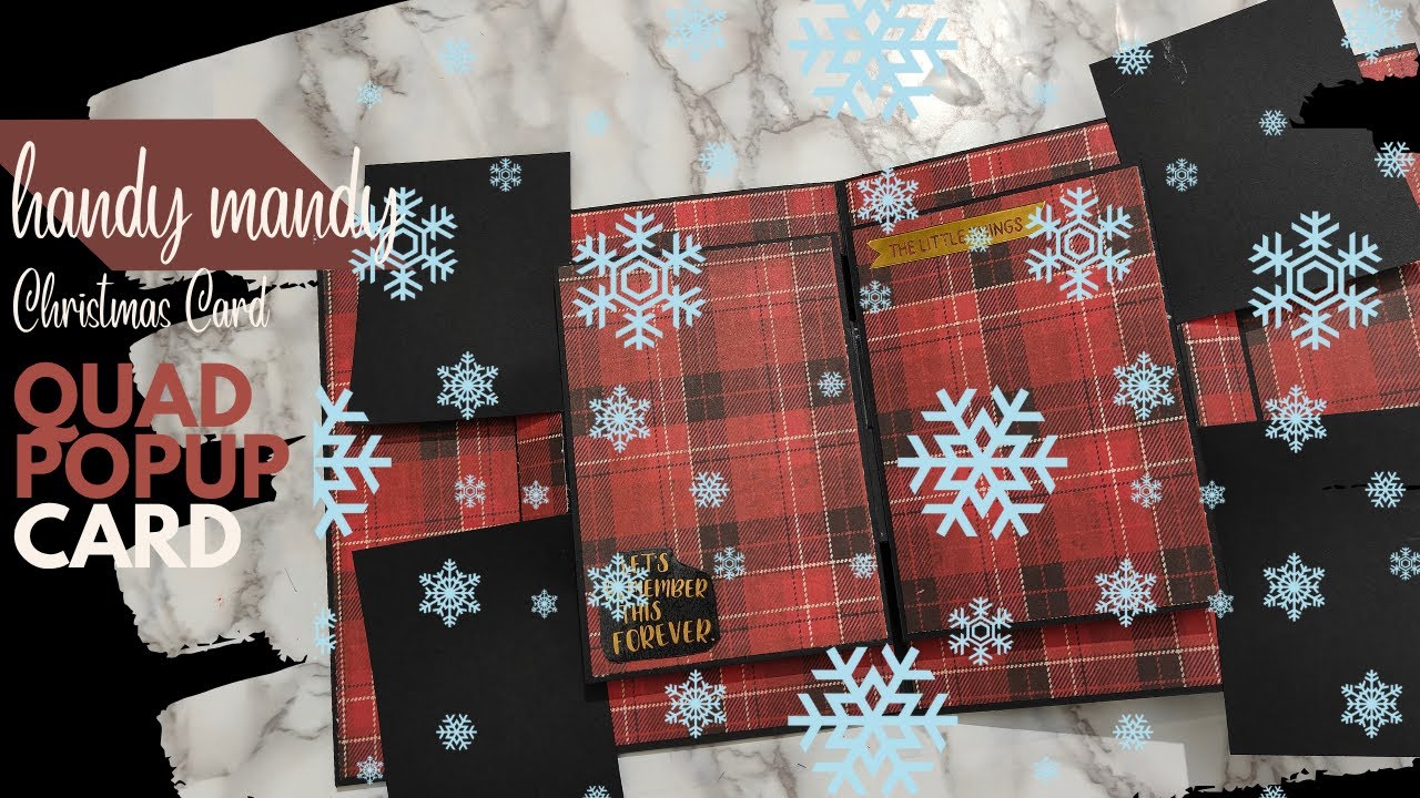 Handmade Christmas Quad Pop-Up Card | Elegant & Festive