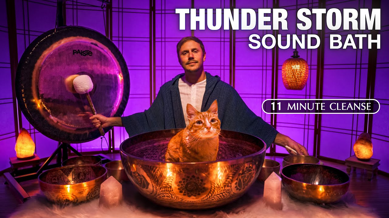 QUICK  **Cortisol Detox** Gentle Thunderstorm Sound Bath  (11 minute cleanse)